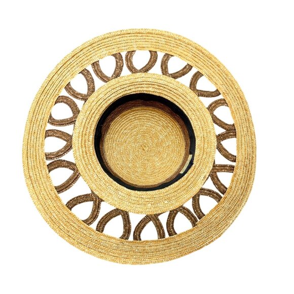 Coastal Wide Brim Sun Hat Straw Boho Beach Resort Fashion Open Loop Cruise Chic - Picture 8 of 11